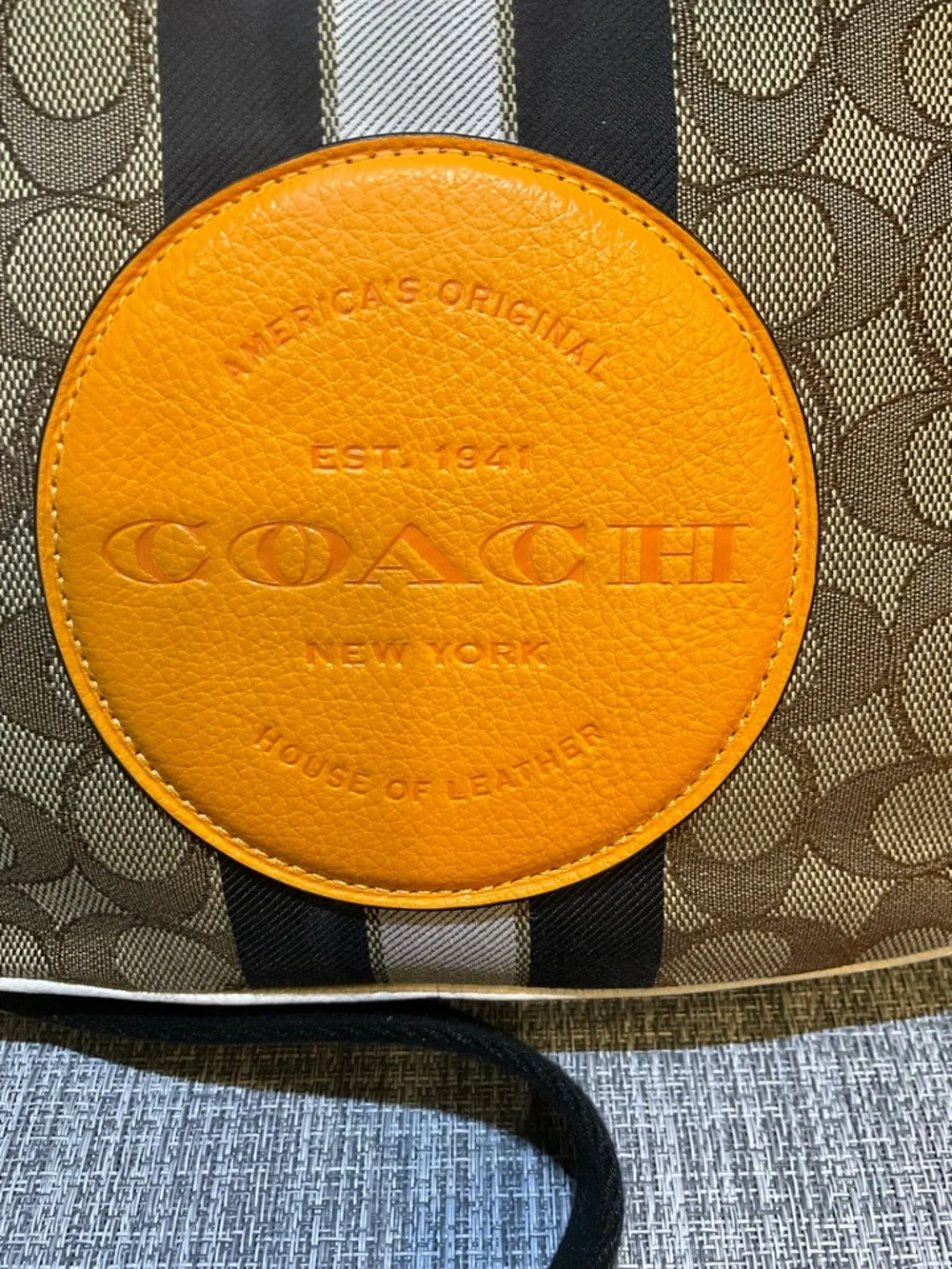 Coach Dempsey Camera Bag In Signature Jacquard w/Orange Coach Patch